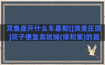 双鱼座开什么车最配([浪漫庄园]双子便宜卖斑斓(绿和紫)的超市有哪些 去过很多超市了。都很贵=。=)